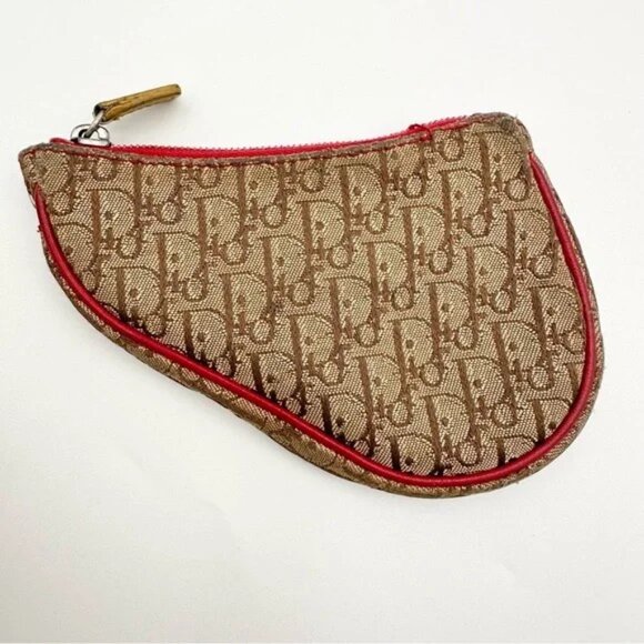 Christian Dior Coin Case Saddle Rasta Logogram Beige Multicolor Canvas - Picture 2 of 4